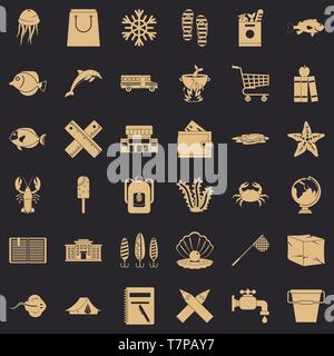 Fish icons set, simle style Stock Vector