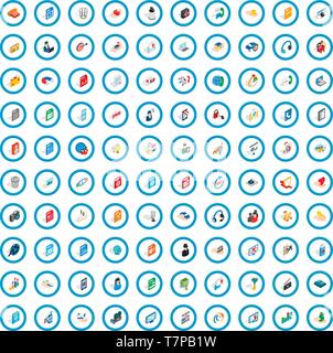 100 website icons set, isometric 3d style Stock Vector