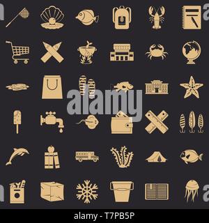 Basket icons set, simle style Stock Vector