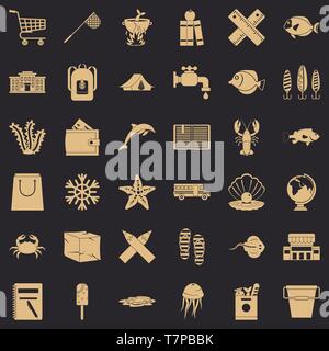 Outdoor icons set, simle style Stock Vector