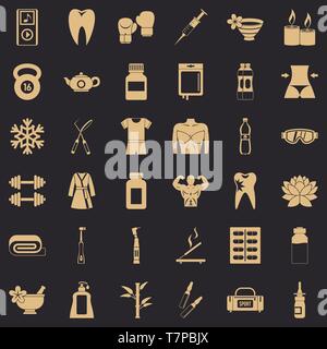 Fitbody icons set, simle style Stock Vector