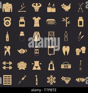 Fitness icons set, simle style Stock Vector