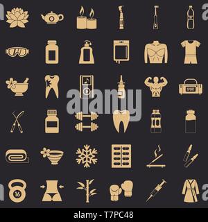 Healthy icons set, simle style Stock Vector