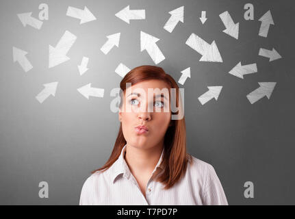 Business person choosing between several directions  Stock Photo