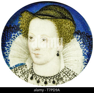 Mary Queen of Scots, miniature portrait painting, c. 1600 Stock Photo