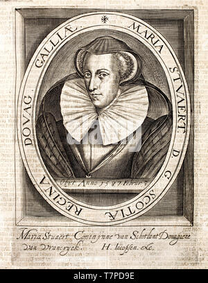 Mary, Queen of Scots, portrait engraving by  H. Jacobsen, 1614 Stock Photo