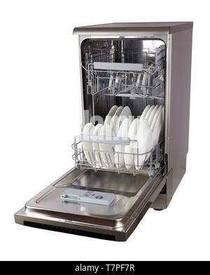 Dishwasher machine isolated on a white background Stock Photo