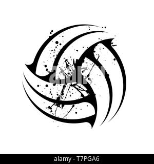 Volleyball grunge symbol for tatoo isolated on white background Stock Vector