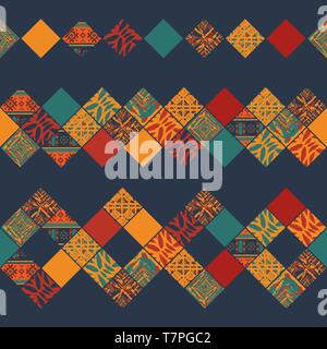 Set of three different squares patterns background Stock Vector