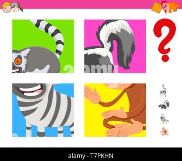 Cartoon Illustration of Educational Game of Guessing Animals Species for Kids Stock Vector