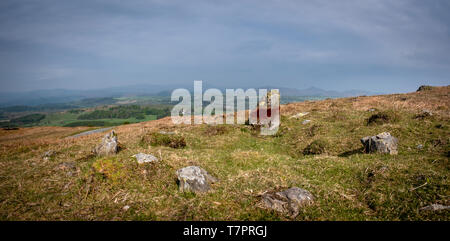 The Giant's Grave - a cairn circle on the side of Subberthwaite Common near Ulverston in Cumbria. Stock Photo