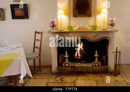France, Ain, Mionnay, La Maison Chapel restaurant, the dining room Stock Photo