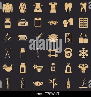 Cardio icons set, simle style Stock Vector