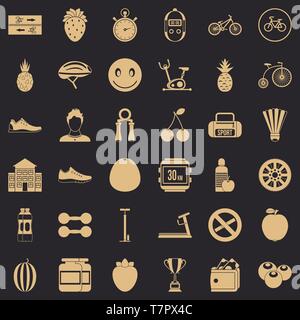 Protein icons set, simle style Stock Vector