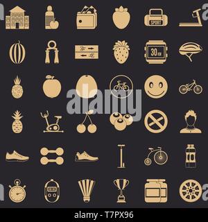 Dumpbell icons set, simle style Stock Vector