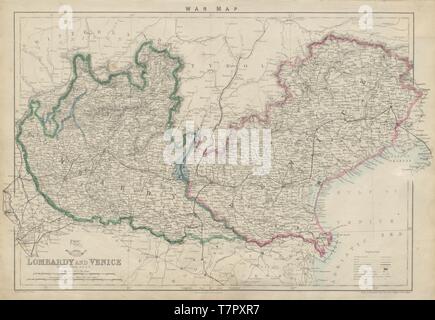 LOMBARDY & VENICE Austrian Kingdom of Lombardy-Venetia. War map. DOWER c1859 Stock Photo