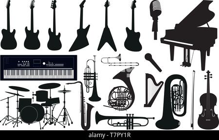Music instruments vector set Stock Vector
