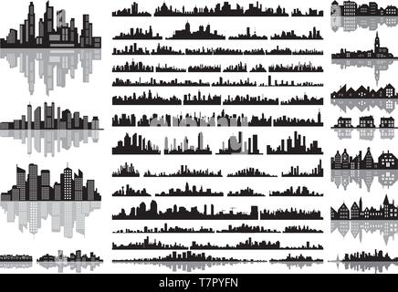 City skylines vector set Stock Vector