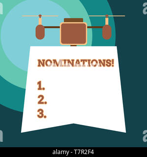 Handwriting text Nominations. Conceptual photo action of nominating or state being nominated for prize Stock Photo