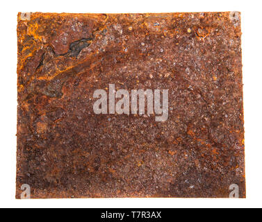 square sheet of iron covered with rust. Stock Photo