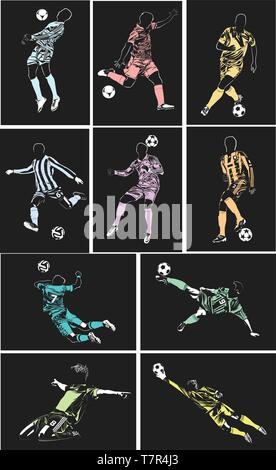 football posters on soft black background Stock Vector
