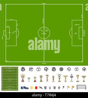 football(soccer) field and stuff icons collection Stock Vector