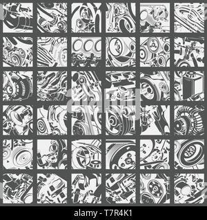 abstract gears details isolated compositions Stock Vector