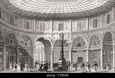 Le galerie Colbert, Paris, antique steel engraved print, 1831 Stock Photo