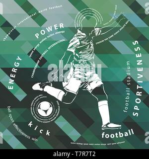 vector illustration of football(soccer) player on colorful background Stock Vector