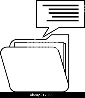 folder file message cybersecurity data protection vector illustration outline Stock Vector