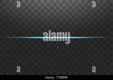Abstract blue lights lines on transparent background vector illustration. A bright flash of light on the line Stock Vector