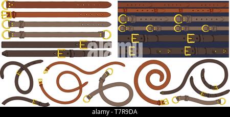 Set of brush patterns with retro hand-drawn sketch belt on white background. Drawing engraving texture Great design for fabric fashion, textile Stock Vector