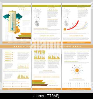 Adverse financial conditions. Two sides of business tri fold and flyer Stock Vector