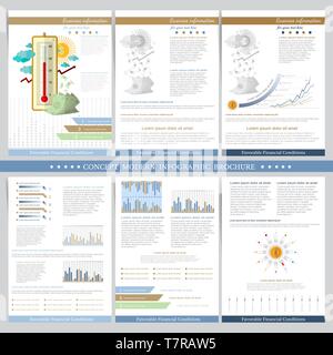 Favorable financial conditions. Two sides of business tri fold and flyer Stock Vector