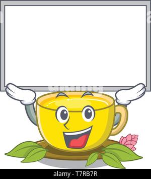 Up board turmeric tea isolated in the character Stock Vector