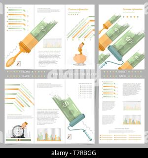 Two sides of business tri fold and flyer Stock Vector