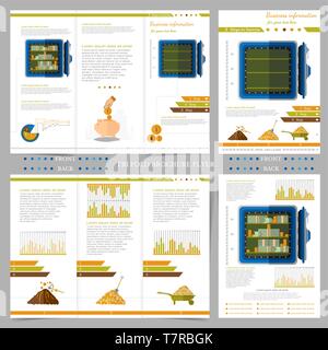 Two sides of concept business tri fold and flyer Stock Vector