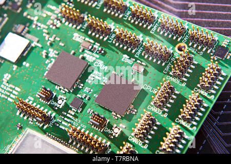 Board with processors and electronic components Stock Photo