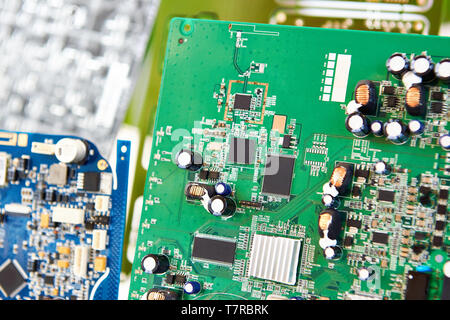 Board with processors and electronic components Stock Photo