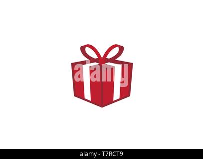 Red gift box and surprise for logo design illustration Stock Vector