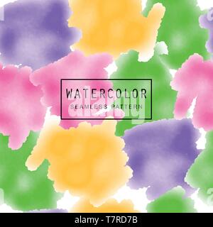Colors watercolor background, vector seamless pattern tile Stock Vector