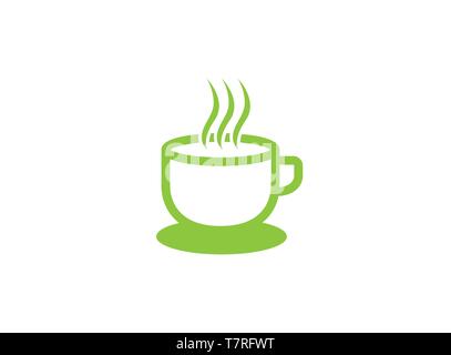 Mug coffee, a cup of cafe warm coffee logo design illustration, hot coffee icon, a symbol on white background Stock Vector