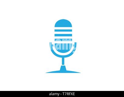 Microphone and karaoke symbol logo design illustration, mic icon, a symbol on white background Stock Vector