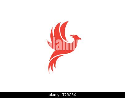 Phoenix flying bird and eagle open wings Logo Stock Vector