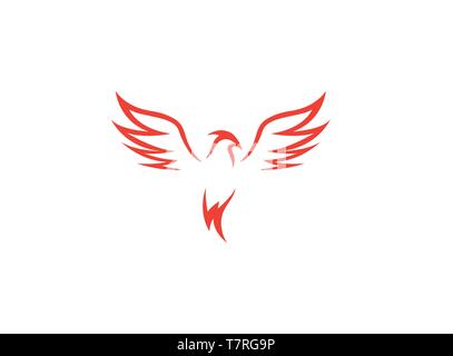 Phoenix flying bird and eagle open wings Logo Stock Vector