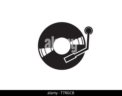 Vinyl disk for dj mixing music logo Stock Vector