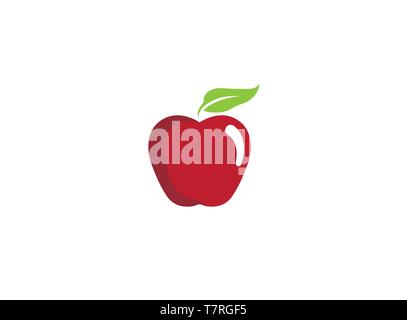 red apple with green leaf for logo design Stock Vector