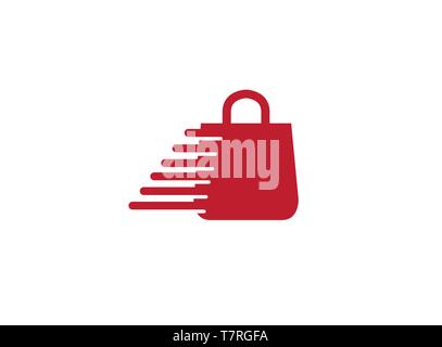 Bag shop with hands logo vector design icon, shopping isolated symbol on a white background illustration Stock Vector