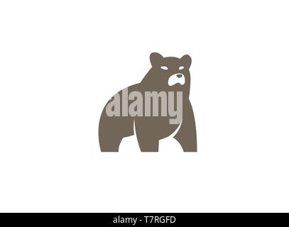 Big bear standing and looking at the side logo Stock Vector