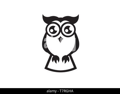 Owl open eyes logo vector design illustration on white background symbol Stock Vector